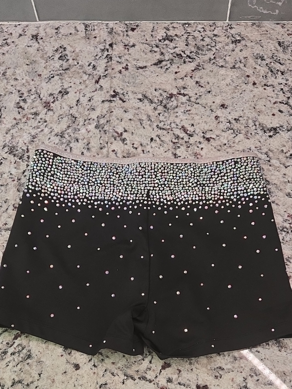Rebel Athletic Black Cheer Shorts with Iridescent Rhinestones